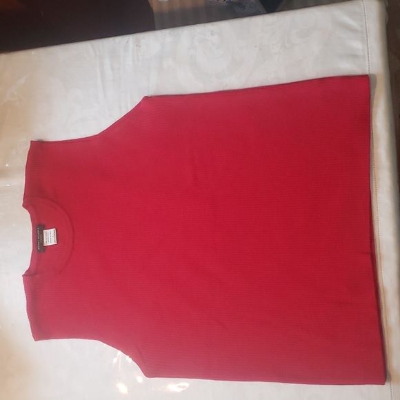 Red Henri Bendel Classics, shell or wear as a sleeveless top. 100% Merino Wool - Picture 2 of 6